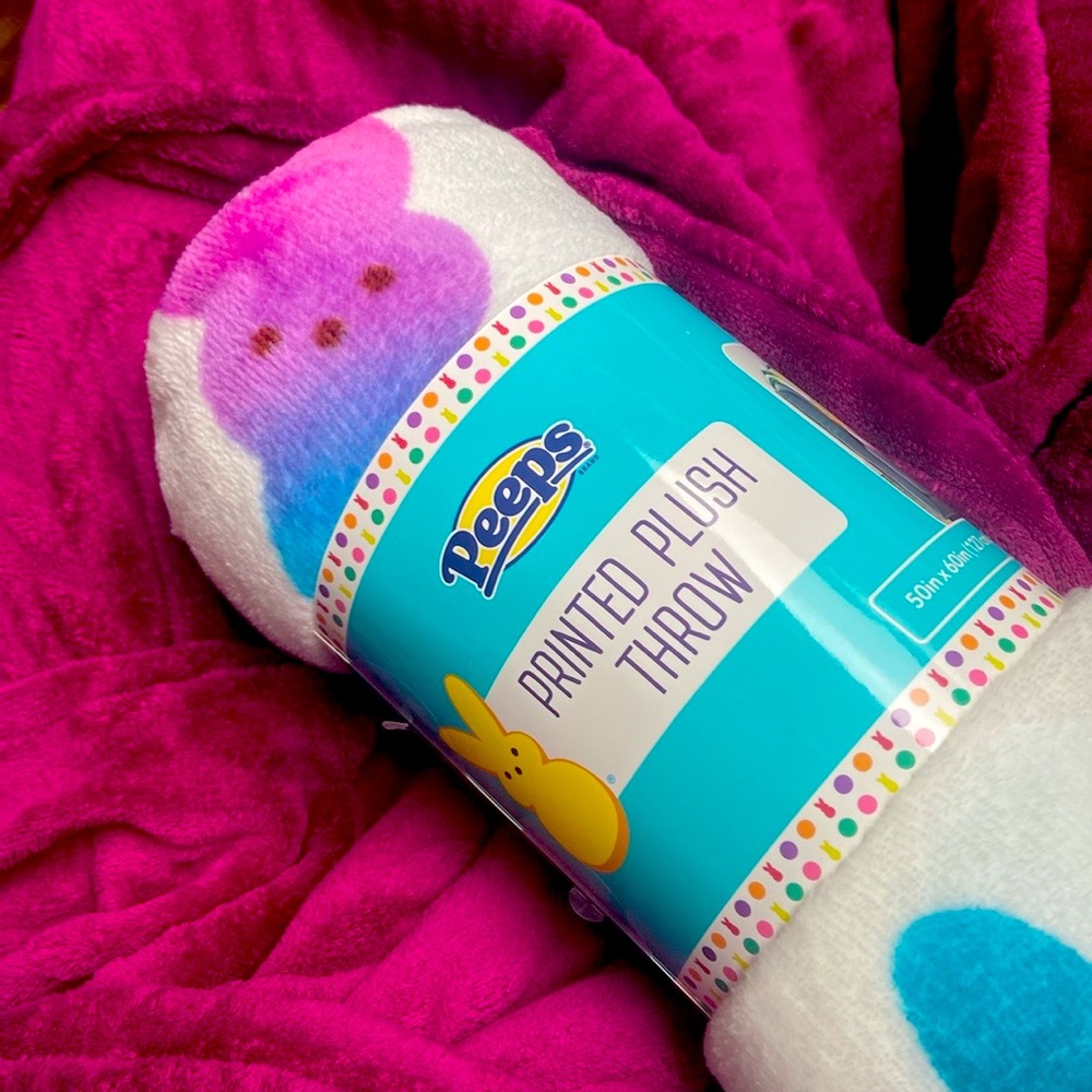 NWT - Super Soft - PEEPS - Rainbow / Tye Die - Plush Throw Blanket 50”x60” 🐥🐇